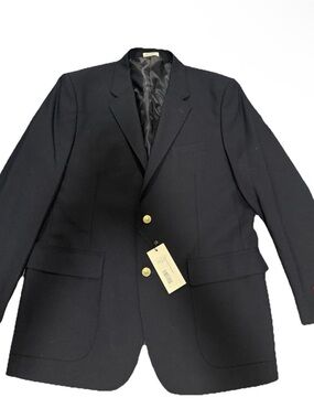 NEW Louis Martin 42R Navy Blue Gold Button Hopsack Mens Blazer Jacket Sport Coat